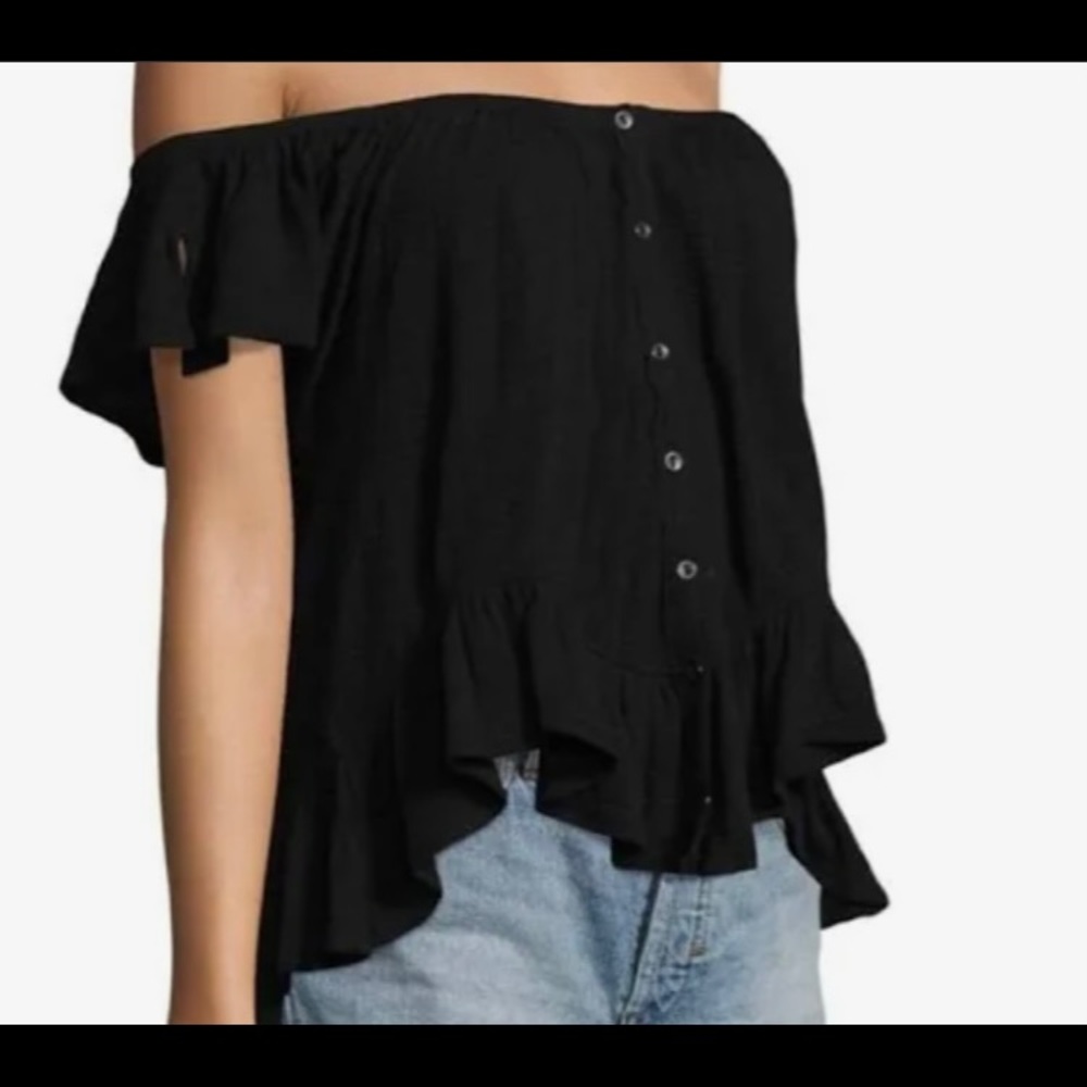 We the free | Mint Julep Tee, black off shoulder tops, size S❤︎ ✨